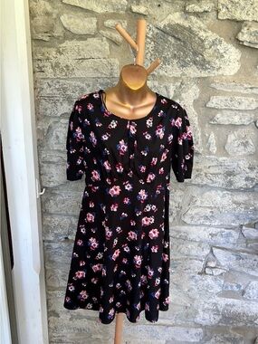 Atmosphere Black Mini Dress with Floral Print